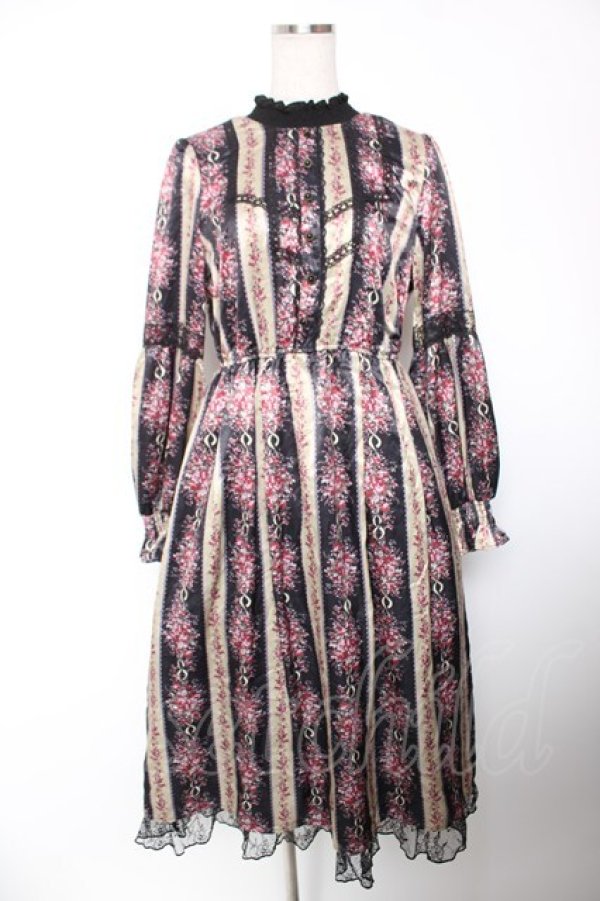 画像1: axes femme / ローズレユール柄ワンピース M 黒 Y-25-12-19-074-AX-OP-SZ-ZY (1)
