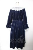 画像2: axes femme / パゴタ袖ベロアワンピース F 紺 Y-25-12-19-075-AX-OP-SZ-ZY (2)
