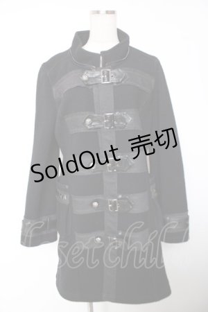 画像: ALGONQUINS / ベルトデザインダッフルコート ユニセックス 黒 Y-25-12-19-086-AL-CO-SZ-ZY