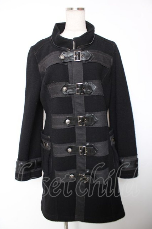 画像1: ALGONQUINS / ベルトデザインダッフルコート ユニセックス 黒 Y-25-12-19-086-AL-CO-SZ-ZY (1)