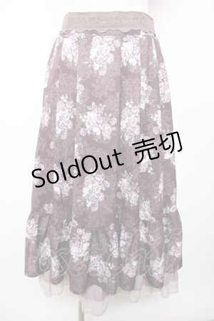 画像: axes femme / グランブーケ柄スカート F 茶 Y-25-12-19-091-AX-SK-SZ-ZY