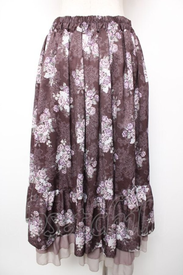 画像2: axes femme / グランブーケ柄スカート F 茶 Y-25-12-19-091-AX-SK-SZ-ZY (2)