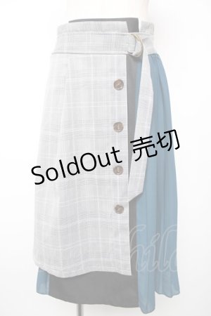 画像: axes femme / チェック×プリーツスカート M 黒×グレー×Bグリーン Y-25-12-19-092-AX-SK-SZ-ZY