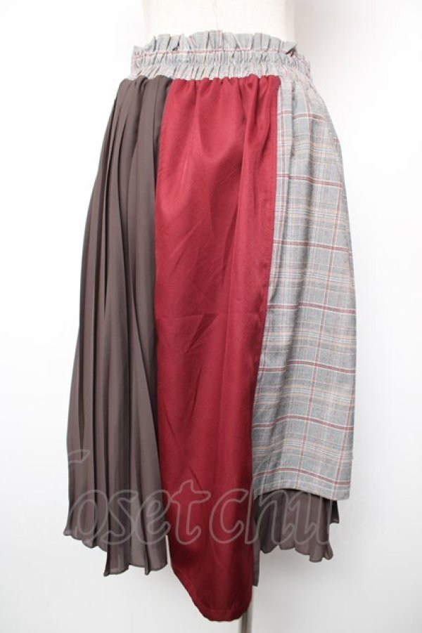 画像2: axes femme / チェック×プリーツスカート M 茶 Y-25-12-19-094-AX-SK-SZ-ZY (2)