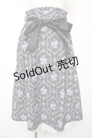 画像: axes femme / オーナメント柄裾フリルスカート F 黒 Y-25-12-19-095-AX-BL-SZ-ZY