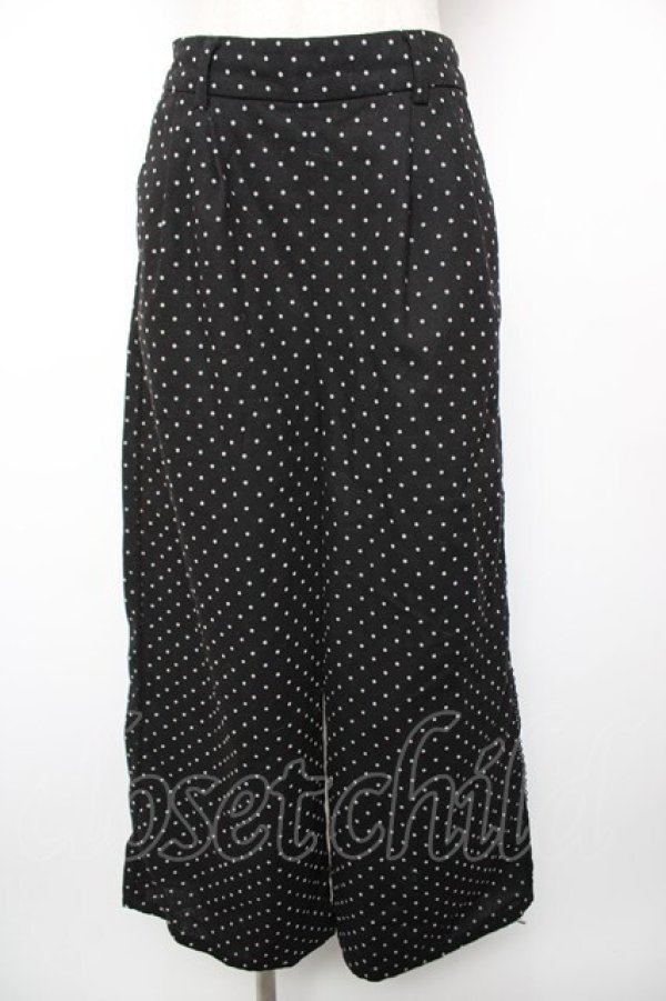 画像1: axes femme / リボン付きドット柄ワイドパンツ M 黒 Y-25-12-19-098-AX-PA-SZ-ZY (1)