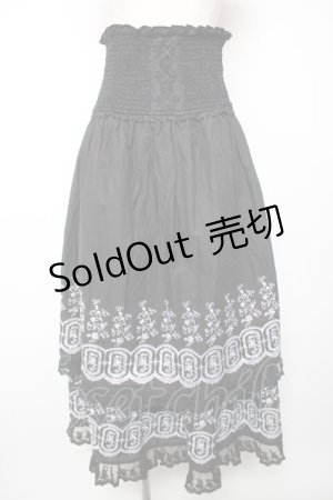 画像: axes femme / 段々刺繍2ｗAYロングスカート M 黒 Y-25-12-19-099-AX-SK-SZ-ZS