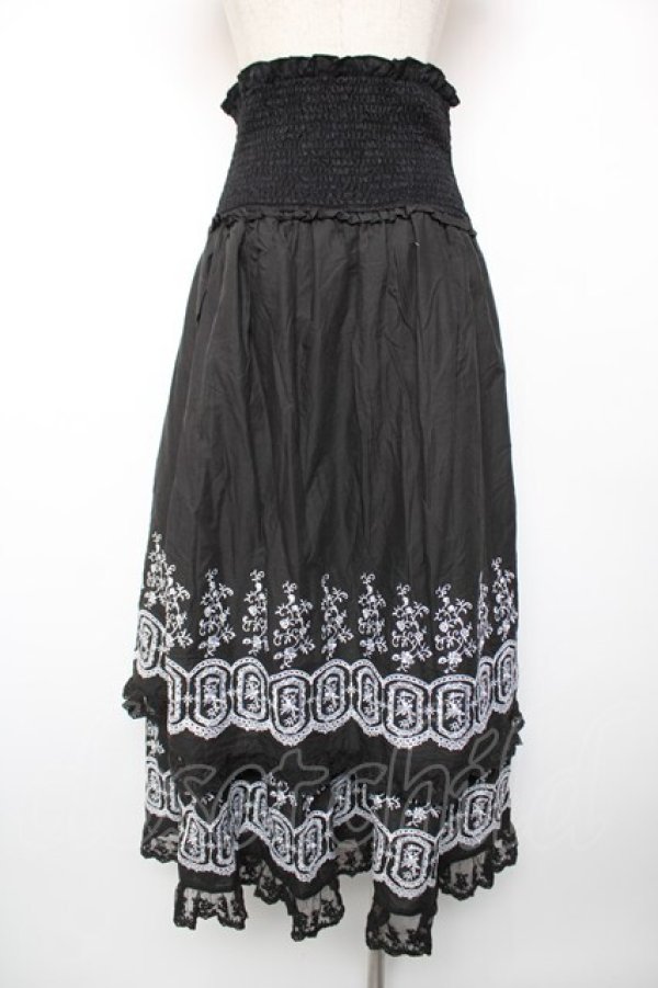 画像2: axes femme / 段々刺繍2ｗAYロングスカート M 黒 Y-25-12-19-099-AX-SK-SZ-ZY (2)