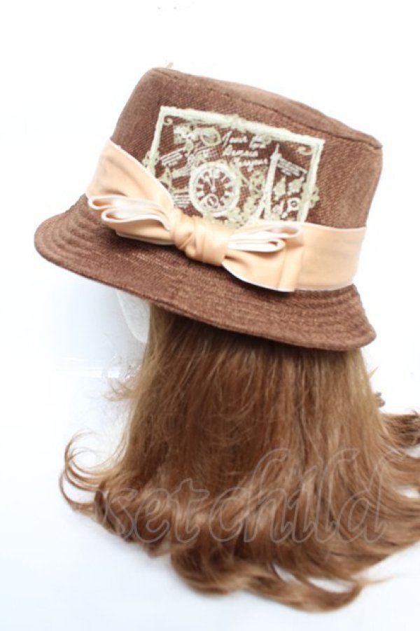 画像2: axes femme / プリント入りカンカン帽 57.5cm 茶 Y-25-12-19-015-AX-AC-SZ-ZY (2)