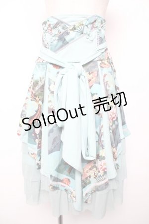 画像: Ozz oneste / チャイナボタン和柄タックスカート  ミントグリーン Y-25-12-19-106-OO-SK-SZ-ZY