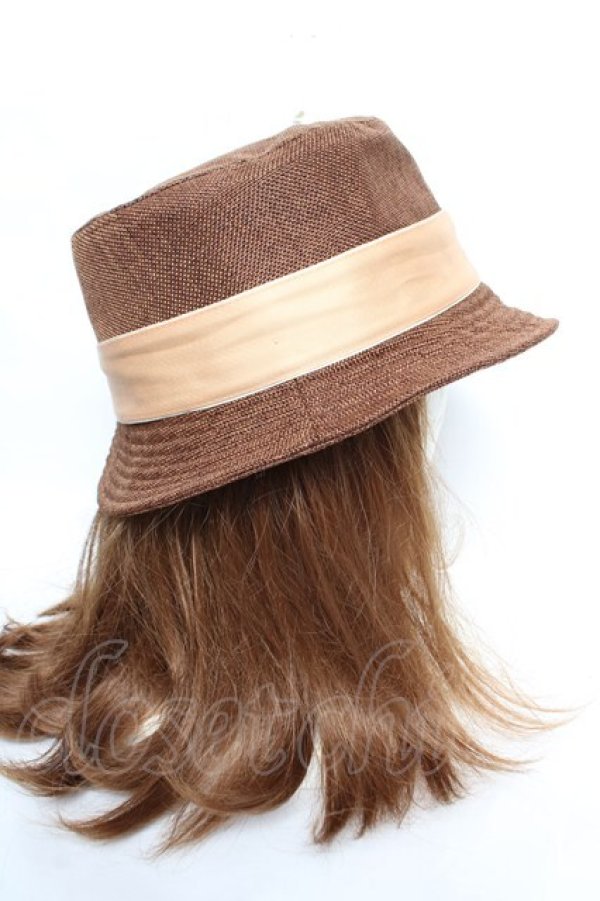 画像4: axes femme / プリント入りカンカン帽 57.5cm 茶 Y-25-12-19-015-AX-AC-SZ-ZY (4)