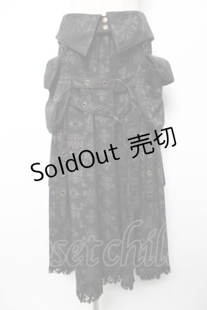 画像: STEAM / カーマーベルト付きオーナメント柄ロングスカート  黒 Y-25-12-19-110-HN-SK-SZ-ZY