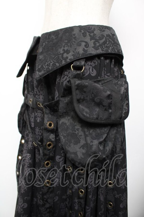 画像3: STEAM / カーマーベルト付きオーナメント柄ロングスカート  黒 Y-25-12-19-110-HN-SK-SZ-ZY (3)