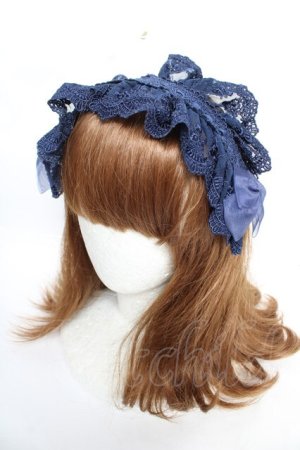 画像: ATELIER PIERROT / Gothic LatticeS HeadDress(Clip Version)  ネイビー Y-25-12-19-018-EL-AC-SZ-ZY