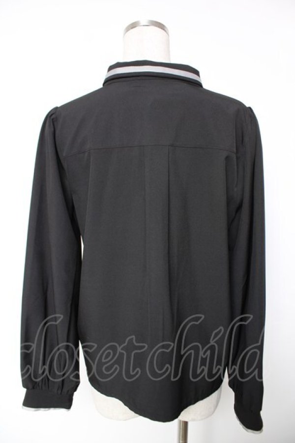 画像2: axes femme / エンブレム刺繍ネクタイ付ブラウス M 黒 Y-25-12-19-023-AX-BL-SZ-ZY (2)