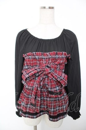 画像: axes femme POETIQUE / チェック柄ビスチェトップス M 赤 Y-25-12-19-026-AX-TO-SZ-ZY