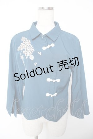 画像: axes femme / ジャスミン刺繍チャイナブラウス M グリーン Y-25-12-19-027-AX-BL-SZ-ZS