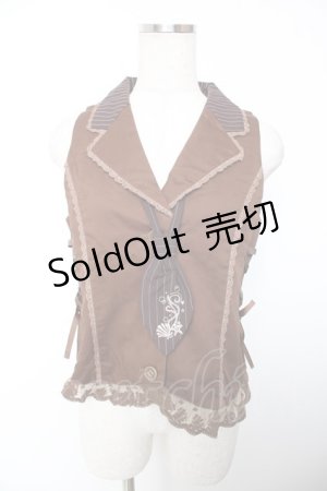 画像: axes femme / タイ付きレースアップベスト M 茶 Y-25-12-19-028-AX-TO-SZ-ZS