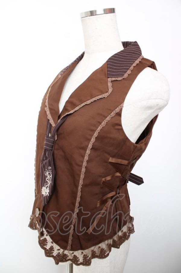 画像3: axes femme / タイ付きレースアップベスト M 茶 Y-25-12-19-028-AX-TO-SZ-ZY (3)