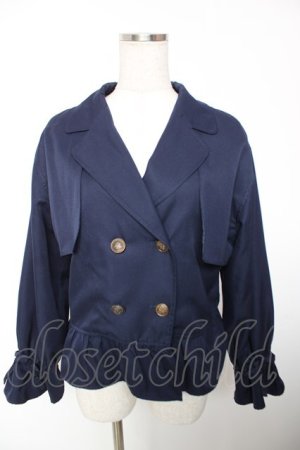 画像: axes femme / ペプラム風ショートトレンチ M 紺 Y-25-12-19-029-AX-JA-SZ-ZY