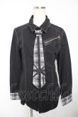 画像1: ALGONQUINS / チェックネクタイZIPブラウス ユニセックス 黒 Y-25-12-19-035-AL-BL-SZ-ZY (1)