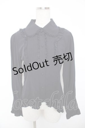 画像: ATELIER PIERROT / ピンタック丸襟ブラウス  紺 Y-25-12-19-037-EL-BL-SZ-ZY