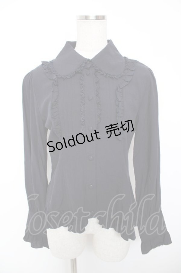 画像1: ATELIER PIERROT / ピンタック丸襟ブラウス  紺 Y-25-12-19-037-EL-BL-SZ-ZY (1)