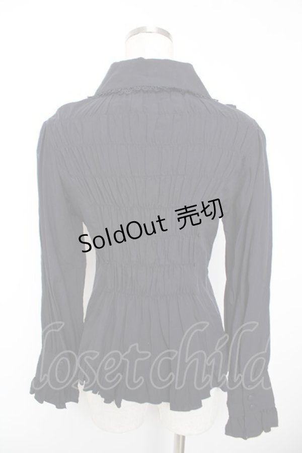 画像2: ATELIER PIERROT / ピンタック丸襟ブラウス  紺 Y-25-12-19-037-EL-BL-SZ-ZY (2)