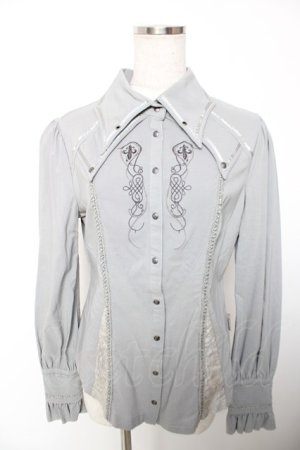 画像: Rozen Kavalier / 刺繍入りレース切替ブラウス  グレー Y-25-12-19-039-OO-BL-SZ-ZY