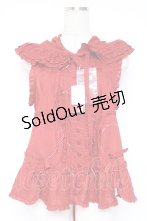 画像: PINK HOUSE / クマワッペンフード付きノースリーブベスト/ブラウス F 赤 Y-25-12-20-016-LO-BL-SZ-ZY