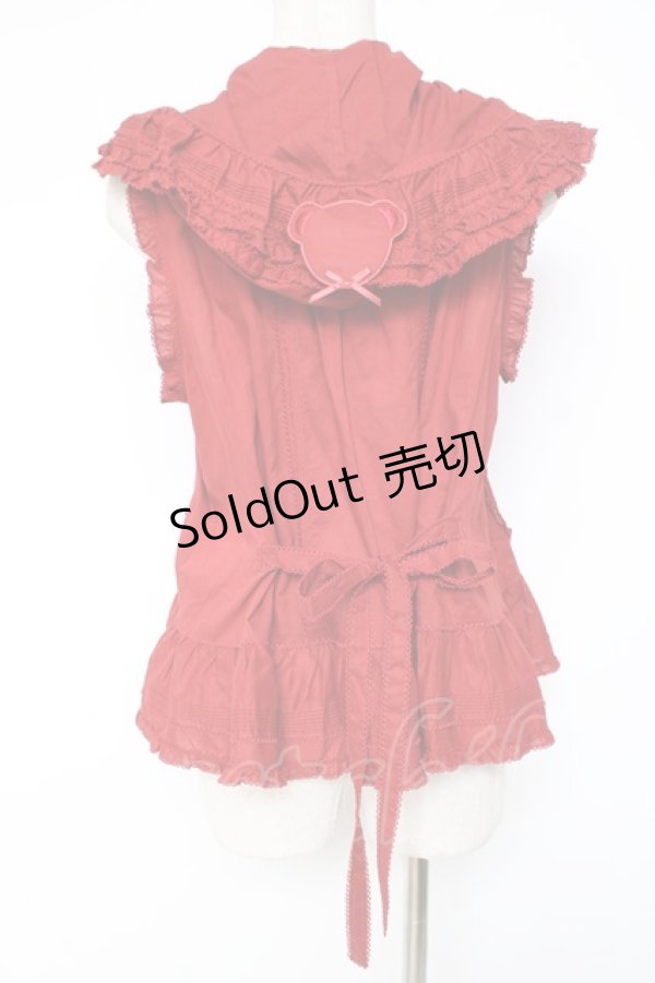 画像3: PINK HOUSE / クマワッペンフード付きノースリーブベスト/ブラウス F 赤 Y-25-12-20-016-LO-BL-SZ-ZY (3)