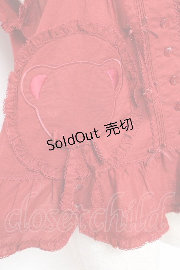 画像6: PINK HOUSE / クマワッペンフード付きノースリーブベスト/ブラウス F 赤 Y-25-12-20-016-LO-BL-SZ-ZY (6)