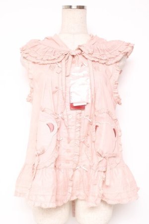 画像: PINK HOUSE / クマワッペンフード付きノースリーブベスト/ブラウス F ピンク Y-25-12-20-017-LO-BL-SZ-ZY