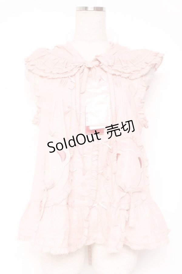 画像1: PINK HOUSE / クマワッペンフード付きノースリーブベスト/ブラウス F ピンク Y-25-12-20-017-LO-BL-SZ-ZY (1)