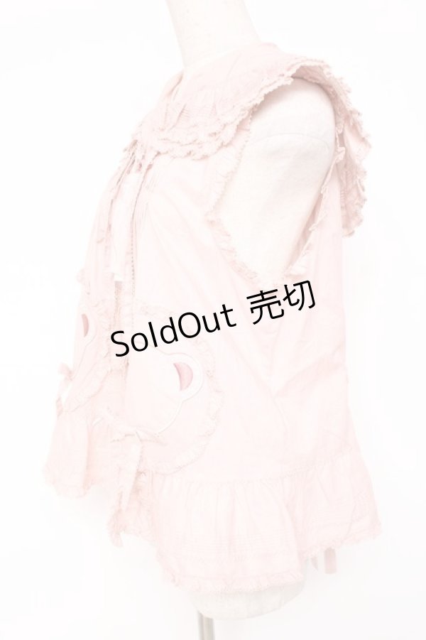 画像2: PINK HOUSE / クマワッペンフード付きノースリーブベスト/ブラウス F ピンク Y-25-12-20-017-LO-BL-SZ-ZY (2)