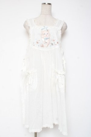 画像: PINK HOUSE / さざ波とねこ刺繍ローンタブリエ F 白 Y-25-12-20-003-LO-TO-SZ-ZY