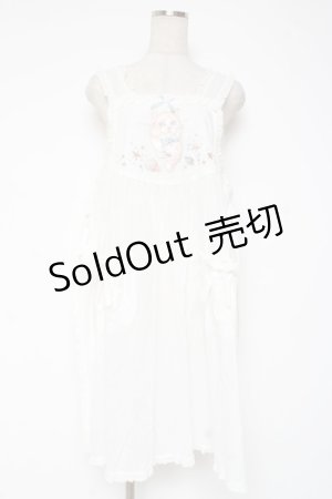 画像: PINK HOUSE / さざ波とねこ刺繍ローンタブリエ F 白 Y-25-12-20-003-LO-TO-SZ-ZS