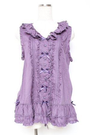 画像: PINK HOUSE / リボン使いローンフリルベスト F ラベンダー Y-25-12-20-019-LO-TO-SZ-ZY