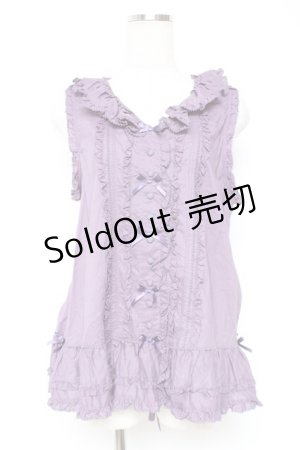 画像: PINK HOUSE / リボン使いローンフリルベスト F ラベンダー Y-25-12-20-019-LO-TO-SZ-ZS