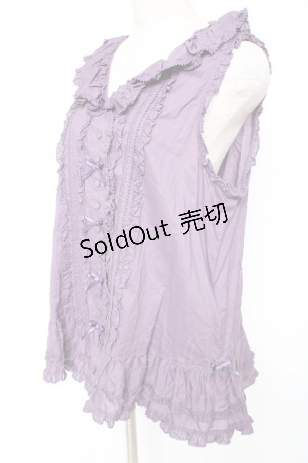 画像2: PINK HOUSE / リボン使いローンフリルベスト F ラベンダー Y-25-12-20-019-LO-TO-SZ-ZS (2)
