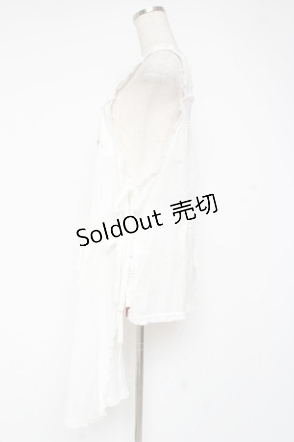 画像2: PINK HOUSE / さざ波とねこ刺繍ローンタブリエ F 白 Y-25-12-20-003-LO-TO-SZ-ZS (2)