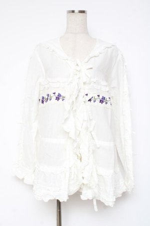 画像: PINK HOUSE / バイオレットレース使いセーラーカラーブラウス F 白 Y-25-12-20-021-LO-BL-SZ-ZY