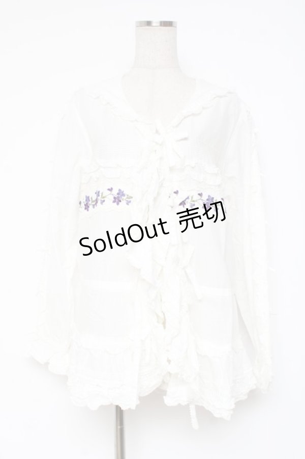 画像1: PINK HOUSE / バイオレットレース使いセーラーカラーブラウス F 白 Y-25-12-20-021-LO-BL-SZ-ZY (1)
