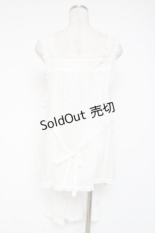 画像3: PINK HOUSE / さざ波とねこ刺繍ローンタブリエ F 白 Y-25-12-20-003-LO-TO-SZ-ZS (3)