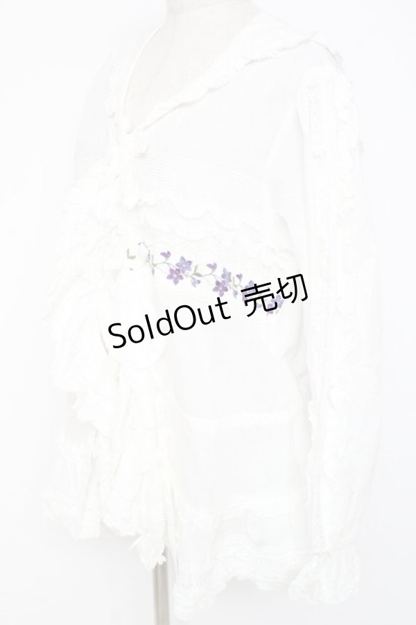 画像2: PINK HOUSE / バイオレットレース使いセーラーカラーブラウス F 白 Y-25-12-20-021-LO-BL-SZ-ZY (2)