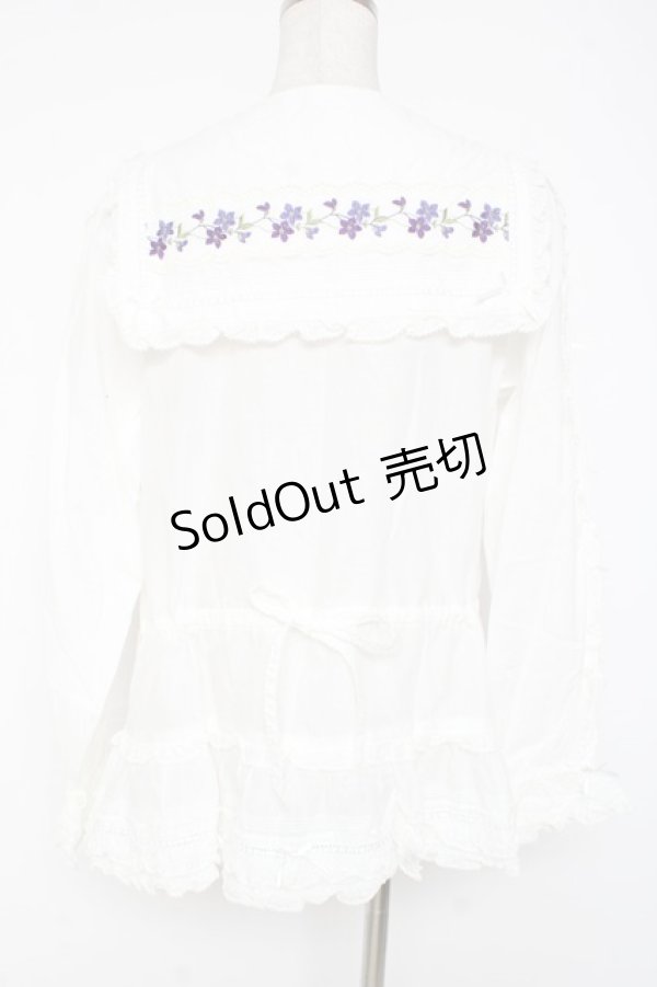 画像3: PINK HOUSE / バイオレットレース使いセーラーカラーブラウス F 白 Y-25-12-20-021-LO-BL-SZ-ZY (3)