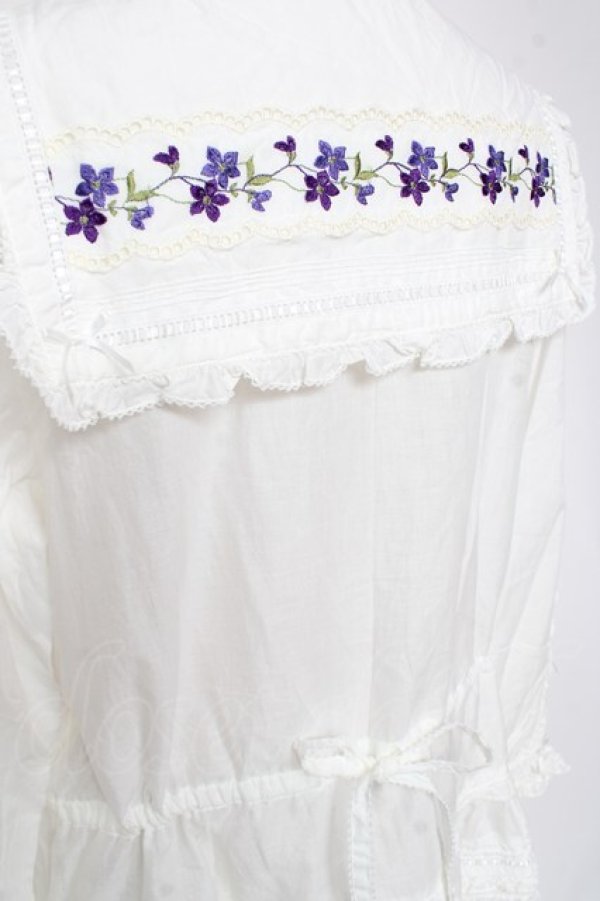 画像4: PINK HOUSE / バイオレットレース使いセーラーカラーブラウス F 白 Y-25-12-20-021-LO-BL-SZ-ZY (4)