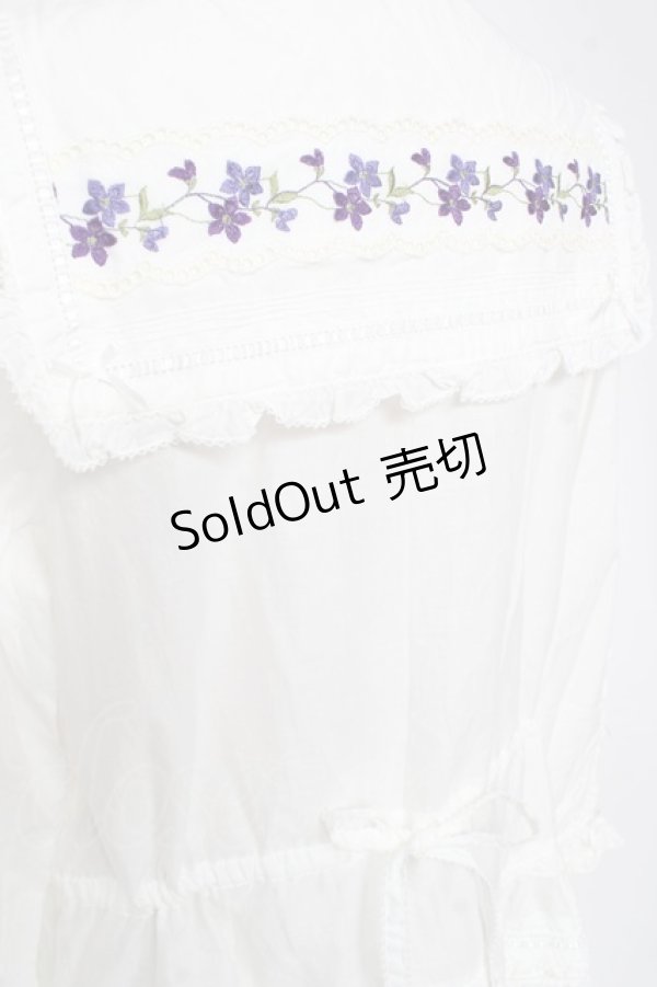 画像4: PINK HOUSE / バイオレットレース使いセーラーカラーブラウス F 白 Y-25-12-20-021-LO-BL-SZ-ZY (4)