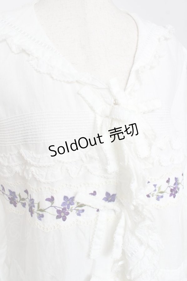 画像6: PINK HOUSE / バイオレットレース使いセーラーカラーブラウス F 白 Y-25-12-20-021-LO-BL-SZ-ZY (6)