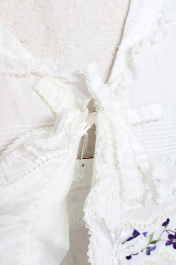 画像7: PINK HOUSE / バイオレットレース使いセーラーカラーブラウス F 白 Y-25-12-20-021-LO-BL-SZ-ZY (7)